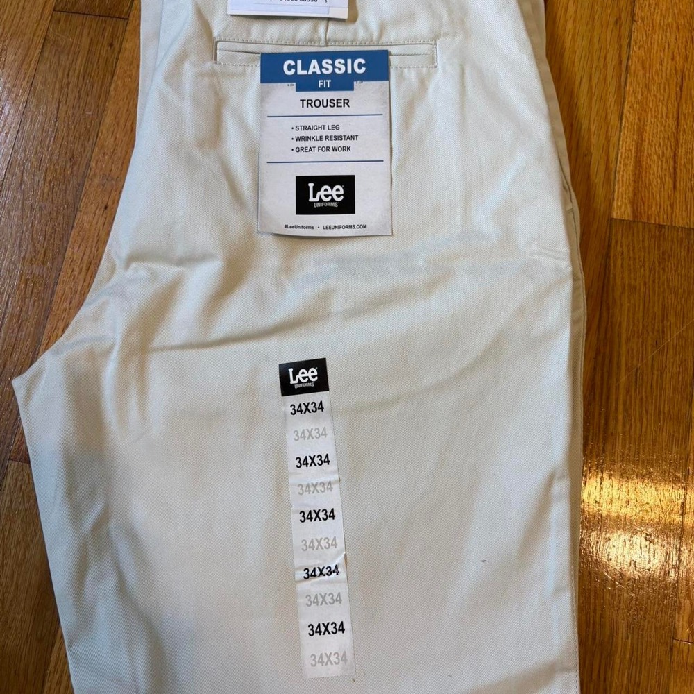 Lee Uniforms Classic Fit Work Trouser Pants Stone Beige 34x34 NWT Straight Leg